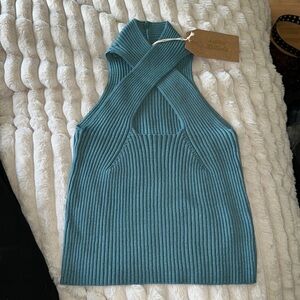 Classy yet sassy, ribs, sweater, weaved, crop top size medium